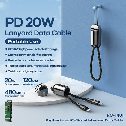 REMAX RC-140i Thor Series PD 20W USB-C / Type-C to 8 Pin Portable Lanyard Data Cable, Cable Length: 1.2m - 2 in 1 Cable by REMAX | Online Shopping UK | buy2fix