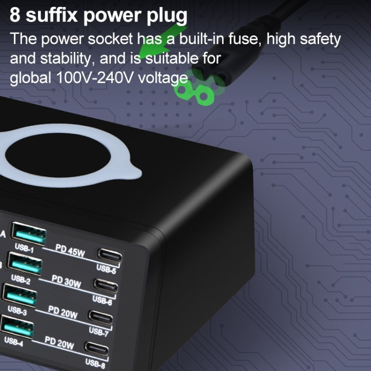 X9D 110W Multi-ports Smart Charger Station + Wireless Charger AC100-240V, UK Plug (Black) - Multifunction Charger by buy2fix | Online Shopping UK | buy2fix