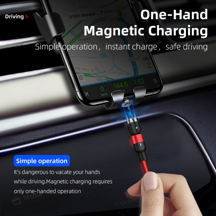 2m 2A Output 3 in 1 USB to 8 Pin + USB-C / Type-C + Micro USB Nylon Braided Rotate Magnetic Charging Cable (Black) - Charging Cable & Head by buy2fix | Online Shopping UK | buy2fix