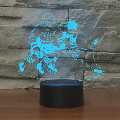 Playing Ice Hockey Shape 3D Colorful LED Vision Light Table Lamp, USB & Battery Version - Novelty Lighting by buy2fix | Online Shopping UK | buy2fix