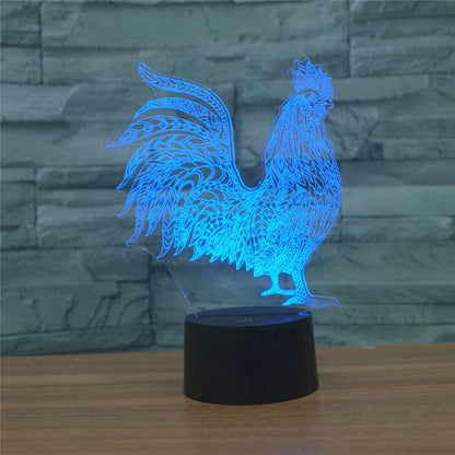 Cock Shape 3D Colorful LED Vision Light Table Lamp, USB Touch Version - Novelty Lighting by buy2fix | Online Shopping UK | buy2fix