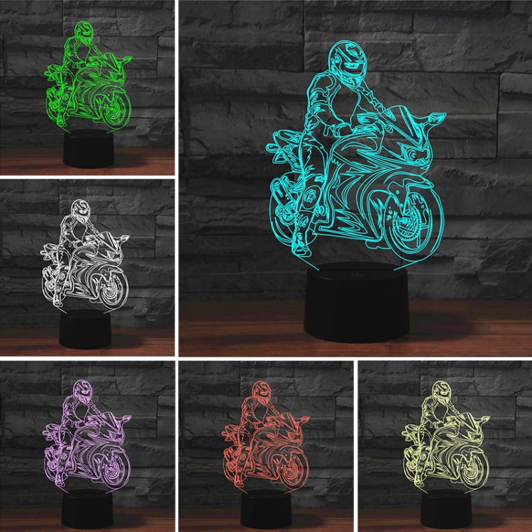 Motorcycle Shape 3D Colorful LED Vision Light Table Lamp, 16 Colors Remote Control Version - Novelty Lighting by buy2fix | Online Shopping UK | buy2fix