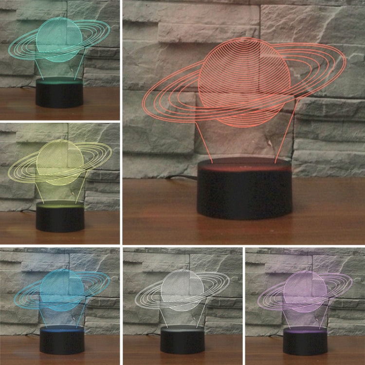 Saturn Shape 3D Colorful LED Vision Light Table Lamp, USB Touch Version - Novelty Lighting by buy2fix | Online Shopping UK | buy2fix