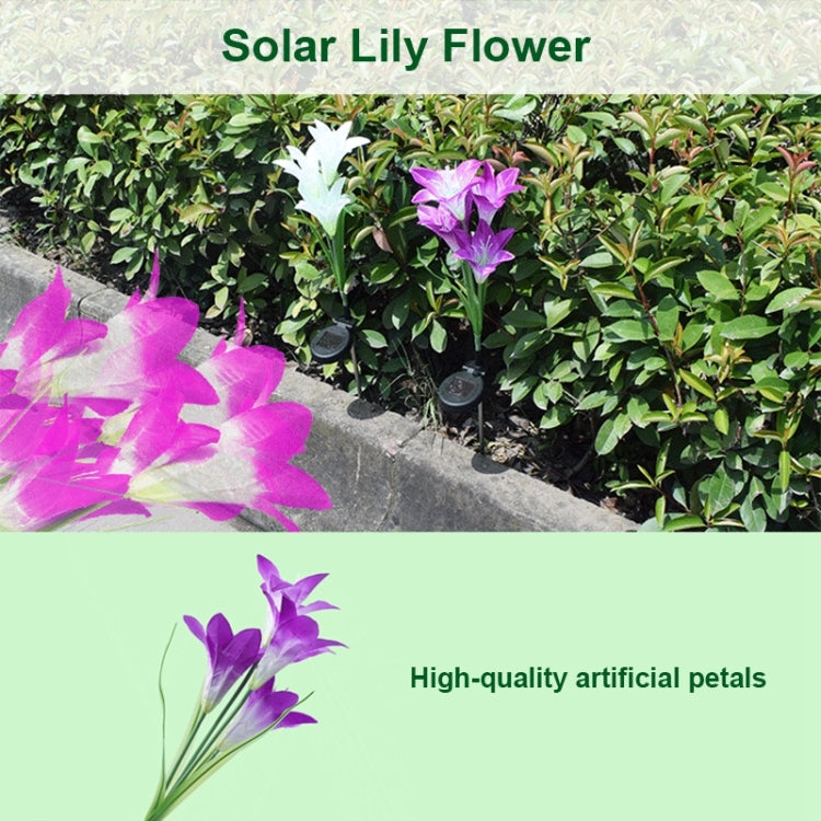 Simulated Lily Flower 4 Heads Solar Powered Outdoor IP55 Waterproof LED Decorative Lawn Lamp, White Light (Blue) - Solar Lights by buy2fix | Online Shopping UK | buy2fix