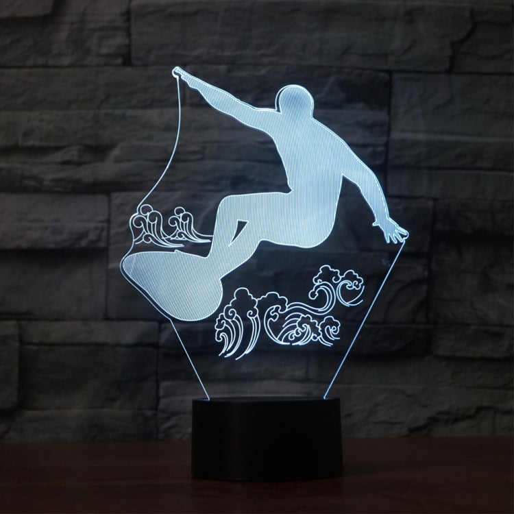 Surf Riding Shape 3D Colorful LED Vision Light Table Lamp, USB & Battery Version - Novelty Lighting by buy2fix | Online Shopping UK | buy2fix