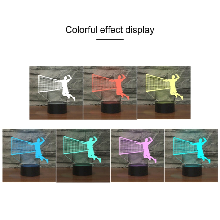 Playing Volleyball Shape 3D Colorful LED Vision Light Table Lamp, USB & Battery Version - Novelty Lighting by buy2fix | Online Shopping UK | buy2fix