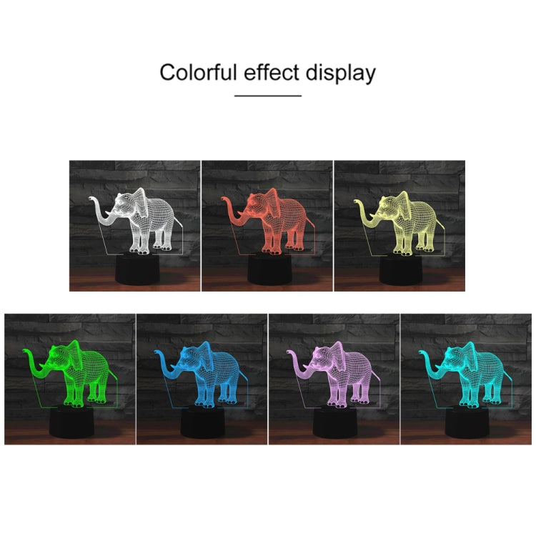 Elephant Shape 3D Colorful LED Vision Light Table Lamp, USB Touch Version - Novelty Lighting by buy2fix | Online Shopping UK | buy2fix