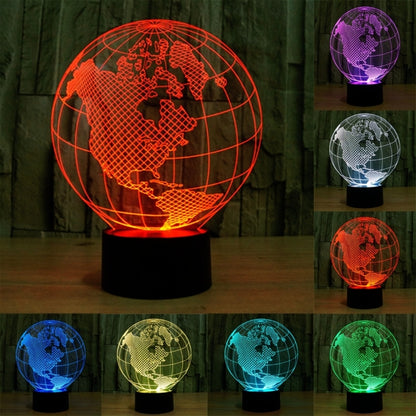 America Globe Style 3D Touch Switch Control LED Light , 7 Colour Discoloration Creative Visual Stereo Lamp Desk Lamp Night Light - Novelty Lighting by buy2fix | Online Shopping UK | buy2fix