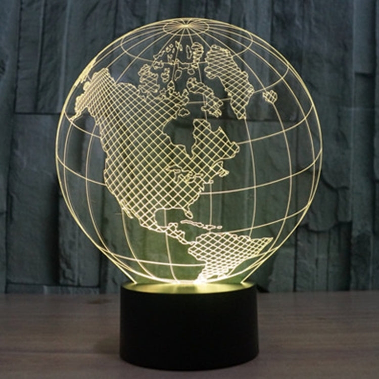 America Globe Style 3D Touch Switch Control LED Light , 7 Colour Discoloration Creative Visual Stereo Lamp Desk Lamp Night Light - Novelty Lighting by buy2fix | Online Shopping UK | buy2fix