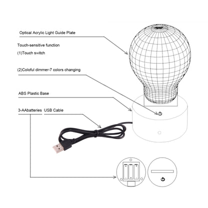 European Globe Style 3D Touch Switch Control LED Light , 7 Colour Discoloration Creative Visual Stereo Lamp Desk Lamp Night Light - Novelty Lighting by buy2fix | Online Shopping UK | buy2fix