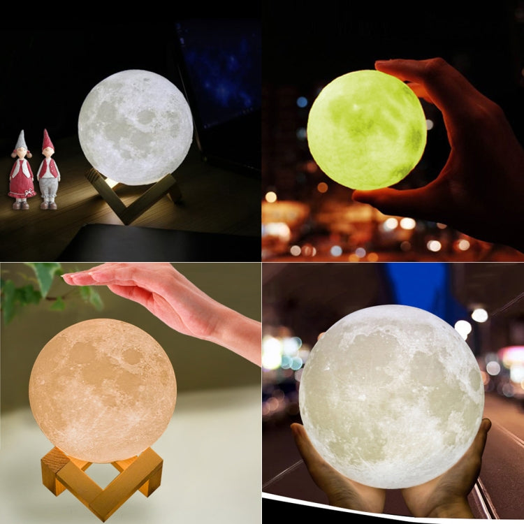 10cm Touch Control 3D Print Jupiter Lamp, USB Charging 2-Color Changing Energy-saving LED Night Light with Wooden Holder Base - Night Lights by buy2fix | Online Shopping UK | buy2fix