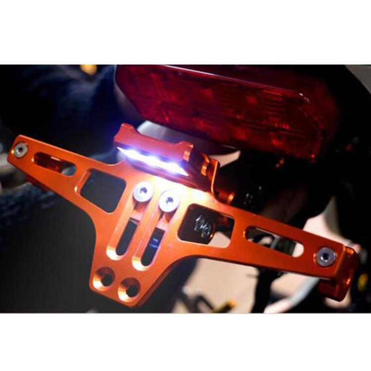 LPF013 Motorcycle Modification Accessories Universal Aircraft Shape Aluminum Alloy License Plate Bracket with LED Lights (Red) - Others by buy2fix | Online Shopping UK | buy2fix