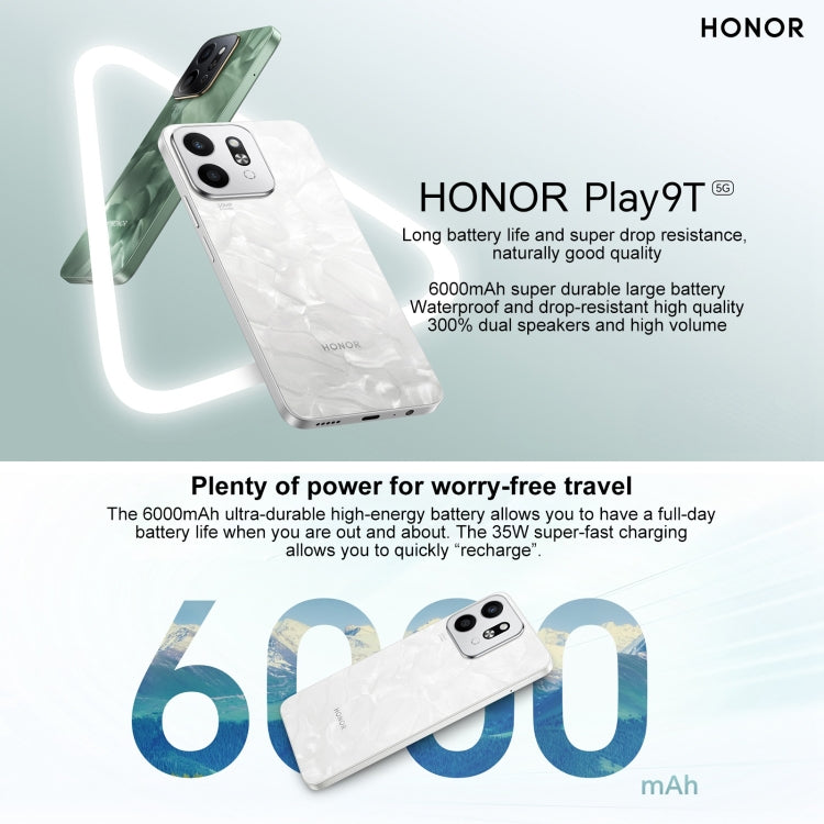 Honor Play9T 5G,  8GB+128GB, 6.77 inch MagicOS 8.0 Qualcomm Snapdragon 4 Gen2 Octa Core up to 2.2GHz, Network: 5G, OTG, Not Support Google Play (Green) - Honor by Huawei | Online Shopping UK | buy2fix