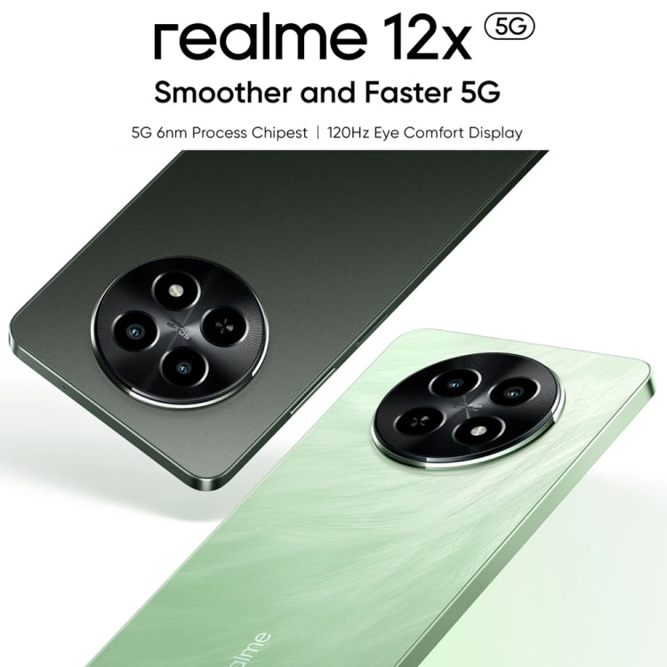 Realme 12x, 12GB+256GB, Side Fingerprint Identification, 6.67 inch Realme UI 5.0 Dimensity 6100+ 5G Octa Core, NFC, Network: 5G, Support Google Play (Glowing Black) - OPPO by Realme | Online Shopping UK | buy2fix