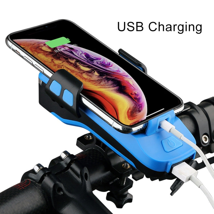 Multifunction 4  in 1 Phone Holder Bicycle Bell Cycling Lamp Flashlight(Blue) - Headlights by buy2fix | Online Shopping UK | buy2fix