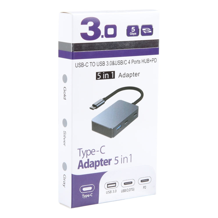 BYL-2316 5 in 1 USB-C / Type-C to USB3.0 & Type-C Multifunctional Docking Station HUB Adapter (Dark Grey) - USB HUB by buy2fix | Online Shopping UK | buy2fix