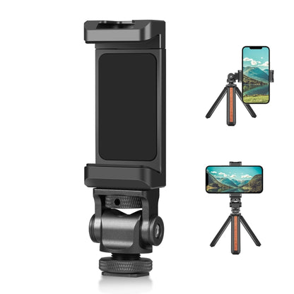 PULUZ Tripod Head Cold Shoes Aluminum Alloy Phone Clamp Holder Bracket (Black) - Desktop Holder by PULUZ | Online Shopping UK | buy2fix