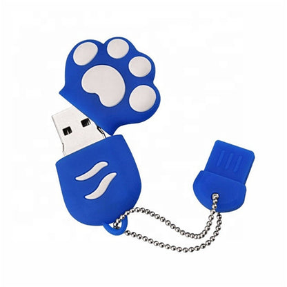 16GB Bear Paw Shaped Silicone USB 2.0 Flash Disk with Anti Dust Cup(Blue) - USB Flash Drives by buy2fix | Online Shopping UK | buy2fix