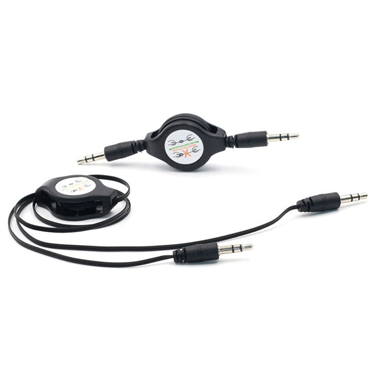 3.5mm Retractable Aux Audio Cable, Compatible with Phones, Tablets, Headphones, MP3 Player, Car/Home Stereo & More, Length: 11cm to 80cm(Black) - Cable & Splitter by buy2fix | Online Shopping UK | buy2fix