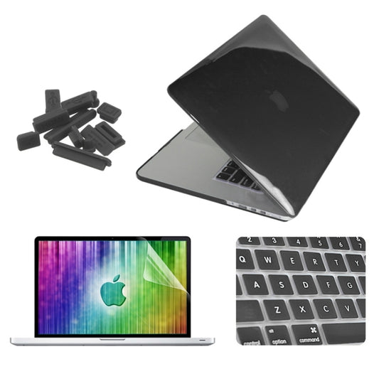 ENKAY for MacBook Pro Retina 13.3 inch (US Version) / A1425 / A1502 4 in 1 Crystal Hard Shell Plastic Protective Case with Screen Protector & Keyboard Guard & Anti-dust Plugs(Black) - MacBook Pro Cases by ENKAY | Online Shopping UK | buy2fix