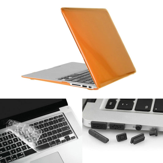 ENKAY for Macbook Air 13.3 inch (US Version) / A1369 / A1466 Hat-Prince 3 in 1 Crystal Hard Shell Plastic Protective Case with Keyboard Guard & Port Dust Plug(Orange) - MacBook Air Cases by ENKAY | Online Shopping UK | buy2fix