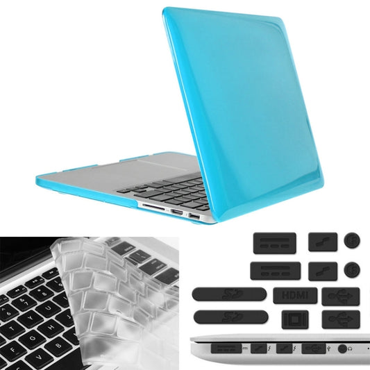 ENKAY for Macbook Pro Retina 15.4 inch (US Version) / A1398 Hat-Prince 3 in 1 Crystal Hard Shell Plastic Protective Case with Keyboard Guard & Port Dust Plug(Blue) - MacBook Pro Cases by ENKAY | Online Shopping UK | buy2fix