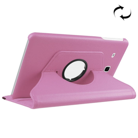 Litchi Texture Horizontal Flip Solid Color Leather Case with 360 Degrees Rotation Holder for Galaxy Tab E 9.6 / T560 / T561(Pink) - Other Galaxy Tab PC by buy2fix | Online Shopping UK | buy2fix