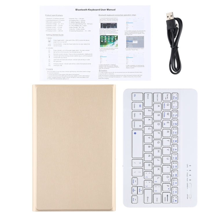 Ultra-thin Detachable Magnetic Bluetooth Keyboard Leather Tablet Case for Galaxy Tab A 8.0 2019 P200 / P205, with Holder(Gold) - Samsung Keyboard by buy2fix | Online Shopping UK | buy2fix