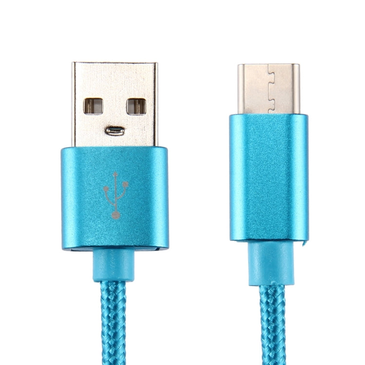 Knit Texture USB to USB-C / Type-C Data Sync Charging Cable, Cable Length: 1m, 3A Total Output, 2A Transfer Data(Blue) - USB-C & Type-C Cable by buy2fix | Online Shopping UK | buy2fix