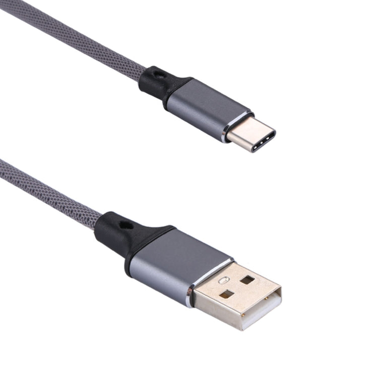 1m 2A Output USB to USB-C / Type-C Nylon Weave Style Data Sync Charging Cable(Grey) - USB-C & Type-C Cable by buy2fix | Online Shopping UK | buy2fix