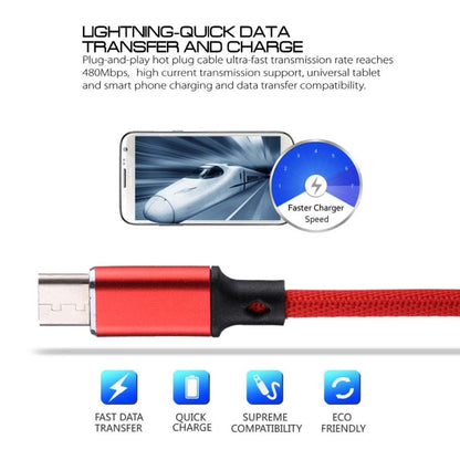 1m 2A Output USB to USB-C / Type-C Nylon Weave Style Data Sync Charging Cable(Red) - USB-C & Type-C Cable by buy2fix | Online Shopping UK | buy2fix