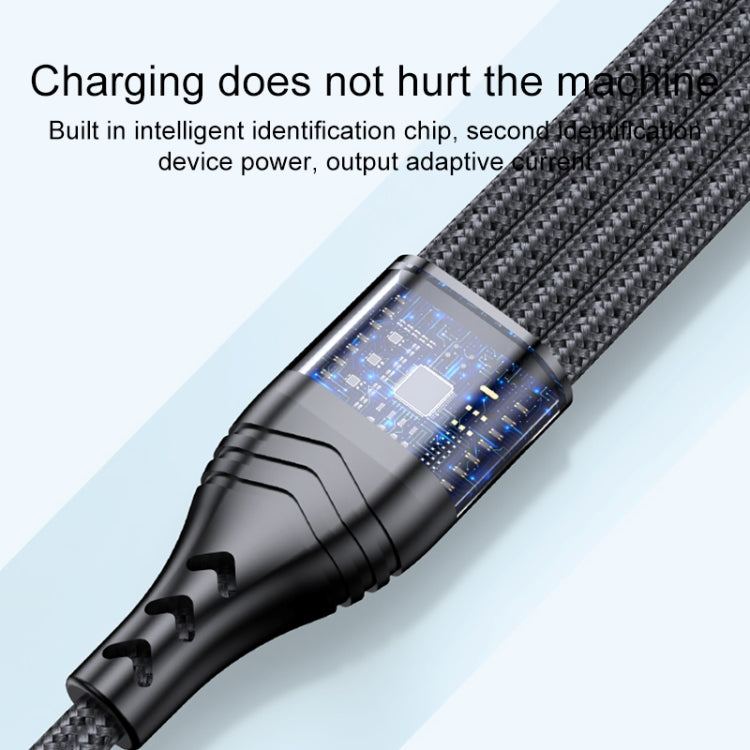 4 in 1 66W 6A USB to 8 Pin + Micro USB + Dual USB-C / Type-C Fast Charging Data Cable, Cable Length: 1.2m(Black) - Multifunction Cable by buy2fix | Online Shopping UK | buy2fix