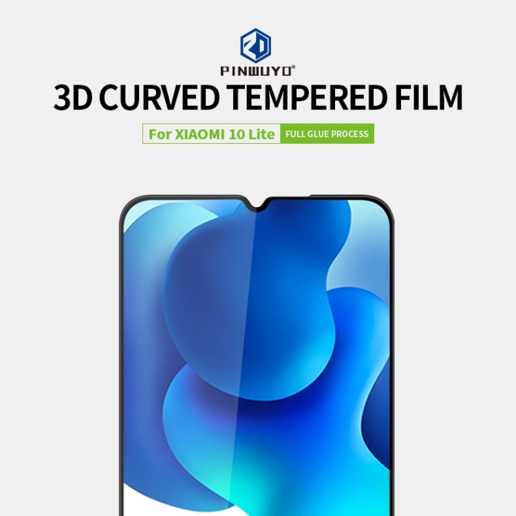 For Xiaomi 10 Lite PINWUYO 9H 3D Curved Full Screen Explosion-proof Tempered Glass Film(Black) -  by PINWUYO | Online Shopping UK | buy2fix