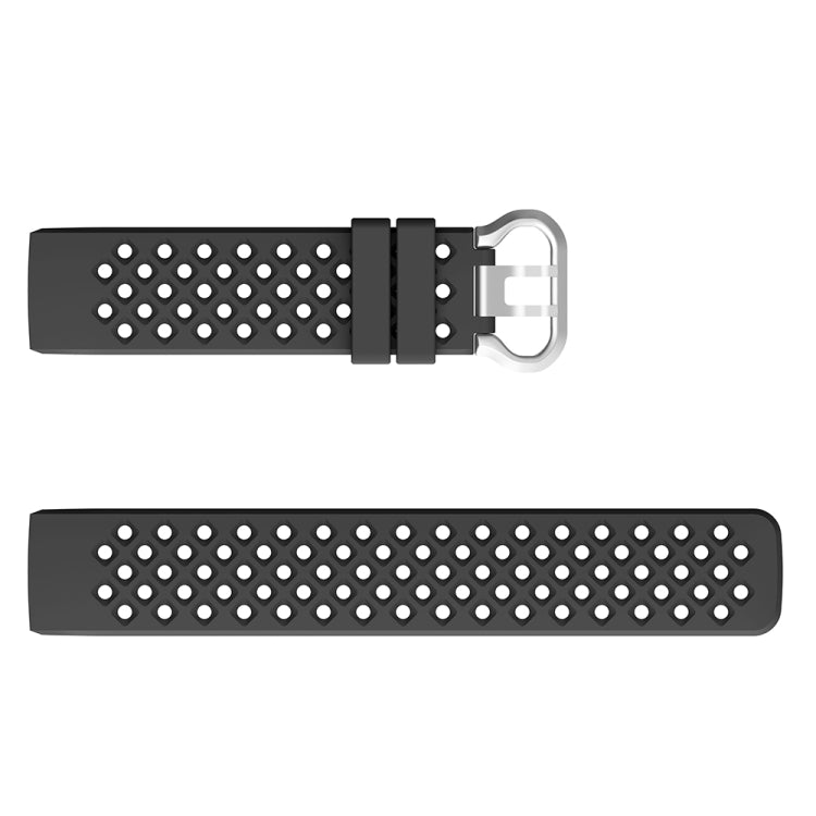 For Fitbit Charge 3 / 4 Hollow Square Silicone Watch Band Wristband(Black) - Watch Bands by buy2fix | Online Shopping UK | buy2fix