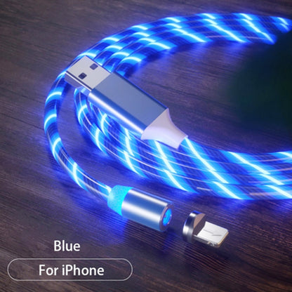 USB to 8 Pin Magnetic Suction Colorful Streamer Mobile Phone Charging  Cable, Length: 1m(Blue Light) - Charging Cable & Head by buy2fix | Online Shopping UK | buy2fix