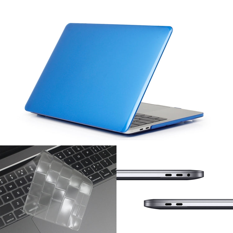 ENKAY Hat-Prince 3 in 1 For MacBook Pro 13 inch A2289 / A2251 (2020) Crystal Hard Shell Protective Case + Europe Version Ultra-thin TPU Keyboard Protector Cover + Anti-dust Plugs Set(Dark Blue) - MacBook Pro Cases by ENKAY | Online Shopping UK | buy2fix