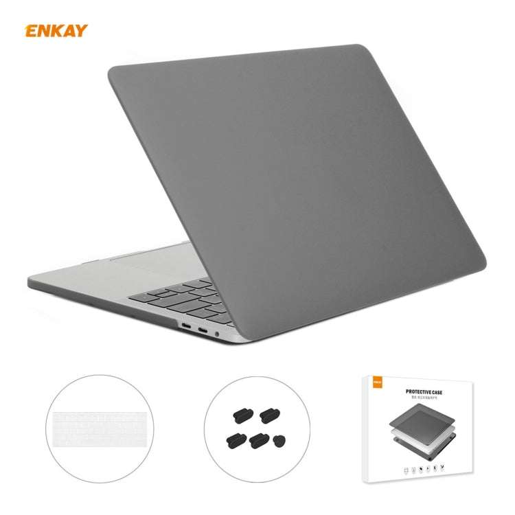 ENKAY 3 in 1 Matte Laptop Protective Case + US Version TPU Keyboard Film + Anti-dust Plugs Set for MacBook Pro 15.4 inch A1707 & A1990 (with Touch Bar)(Grey) - MacBook Pro Cases by ENKAY | Online Shopping UK | buy2fix