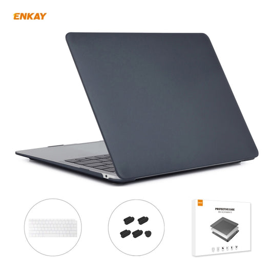 ENKAY 3 in 1 Matte Laptop Protective Case + US Version TPU Keyboard Film + Anti-dust Plugs Set for MacBook Air 13.3 inch A1932 (2018)(Black) - MacBook Air Cases by ENKAY | Online Shopping UK | buy2fix