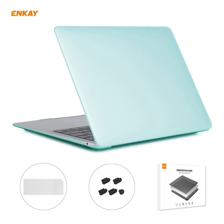 ENKAY 3 in 1 Matte Laptop Protective Case + US Version TPU Keyboard Film + Anti-dust Plugs Set for MacBook Air 13.3 inch A2179 & A2337 (2020)(Green) - MacBook Air Cases by ENKAY | Online Shopping UK | buy2fix