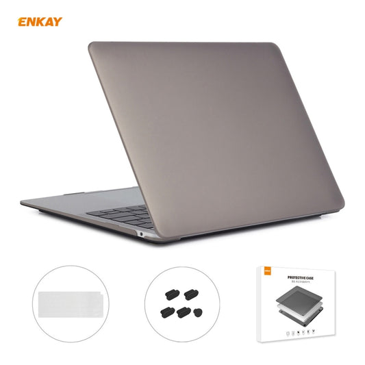 ENKAY 3 in 1 Matte Laptop Protective Case + US Version TPU Keyboard Film + Anti-dust Plugs Set for MacBook Air 13.3 inch A2179 & A2337 (2020)(Grey) - MacBook Air Cases by ENKAY | Online Shopping UK | buy2fix