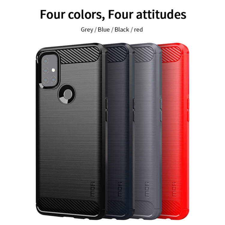 For OnePlus Nord N10 5G MOFI Gentleness Series Brushed Texture Carbon Fiber Soft TPU Case(Blue) - OnePlus Cases by MOFI | Online Shopping UK | buy2fix