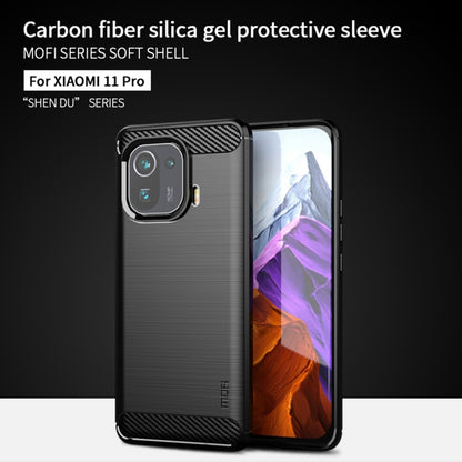 For Xiaomi Mi 11 Pro MOFI Gentleness Series Brushed Texture Carbon Fiber Soft TPU Case(Black) - Xiaomi Cases by MOFI | Online Shopping UK | buy2fix