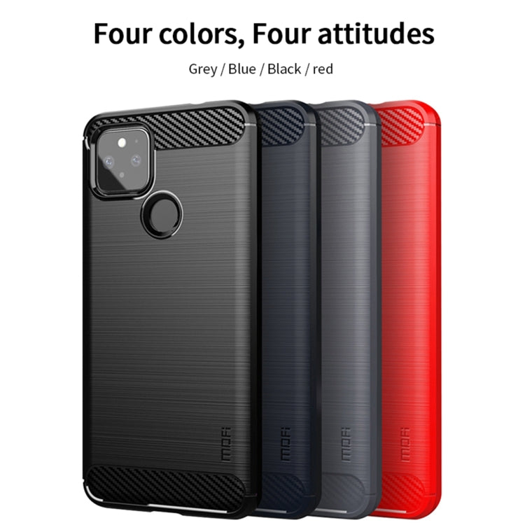 For Google Pixel 5a 5G MOFI Gentleness Series Brushed Texture Carbon Fiber Soft TPU Case(Black) - Google Cases by MOFI | Online Shopping UK | buy2fix