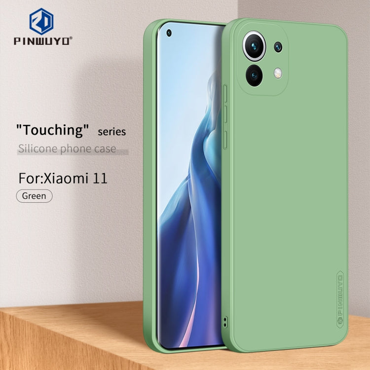 For Xiaomi Mi 11 PINWUYO Touching Series Liquid Silicone TPU Shockproof Case(Green) - Xiaomi Cases by PINWUYO | Online Shopping UK | buy2fix