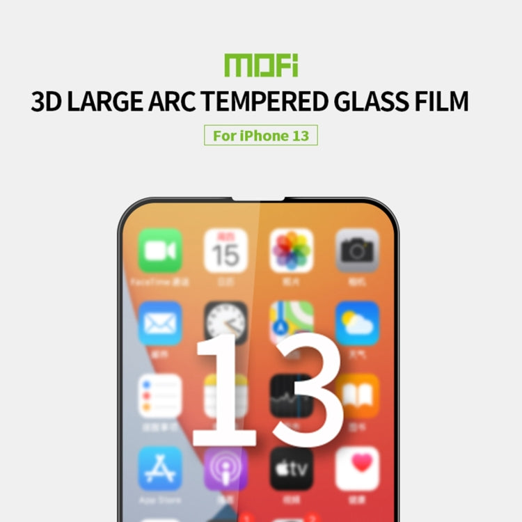 For iPhone 13 / 13 Pro MOFI 9H 3D Explosion-proof Curved Screen Tempered Glass Film(Black) - iPhone 13 Tempered Glass by MOFI | Online Shopping UK | buy2fix