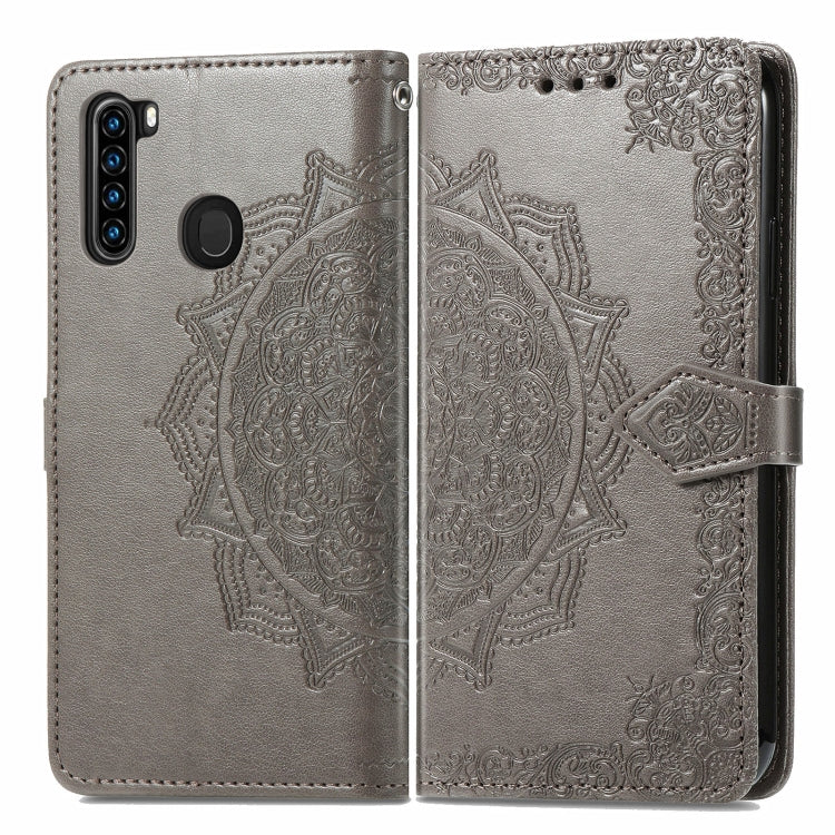 For Blackview A80 Pro Mandala Flower Embossed Horizontal Flip Leather Case with Holder & Three Card Slots & Wallet & Lanyard(Grey) - More Brand by buy2fix | Online Shopping UK | buy2fix