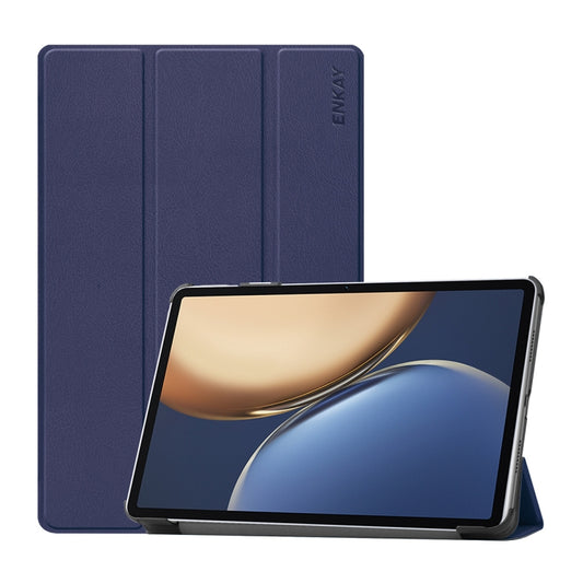 For Honor Tablet V7 Pro ENKAY Custer Texture Horizontal Flip PU+PC Leather Case with Three-folding Holder & Sleep / Wake-up Function(Dark Blue) - Honor by ENKAY | Online Shopping UK | buy2fix