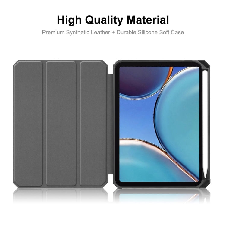 For iPad mini 2024 / mini 6 ENKAY Custer Texture Horizontal Flip PU+TPU Leather Tablet Case with Three-folding Holder & Sleep / Wake-up Function & Pen Holder(Black) - iPad mini 6 Cases by ENKAY | Online Shopping UK | buy2fix