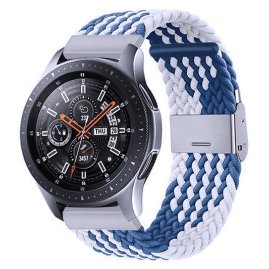 For Samsung Galaxy Watch 4 / Watch 5 20mm Nylon Braided Metal Buckle Watch Band(Z Blue White) - Watch Bands by buy2fix | Online Shopping UK | buy2fix
