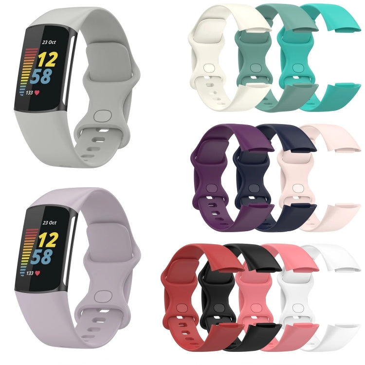 For Fitbit Charge 5 Monochromatic Silicone Watch Band, Size：Large Size(Pink) - Watch Bands by buy2fix | Online Shopping UK | buy2fix